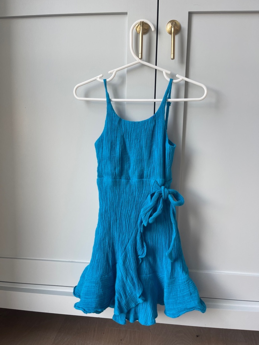 GB girls Blue Crinkle Tie-Waist Sundress